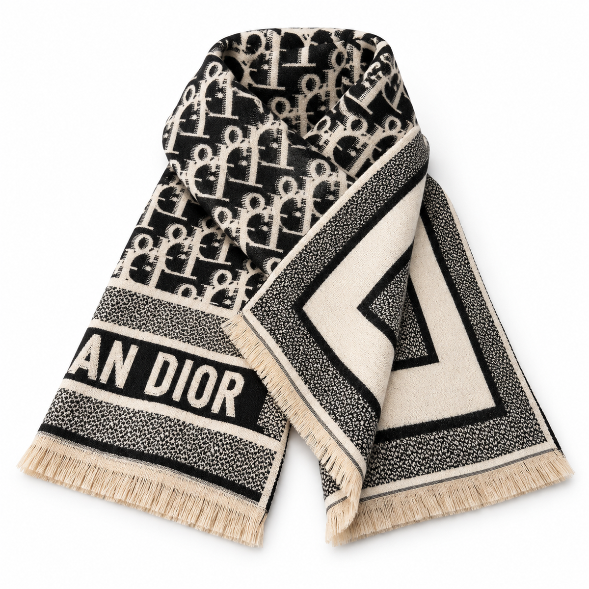 Dior Style Geometric Monogram Scarf