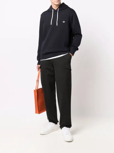 Emporio Armani long-sleeved logo patch hoodie