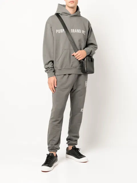 Purple Brand Artifact-embroidered long-sleeve hoodie