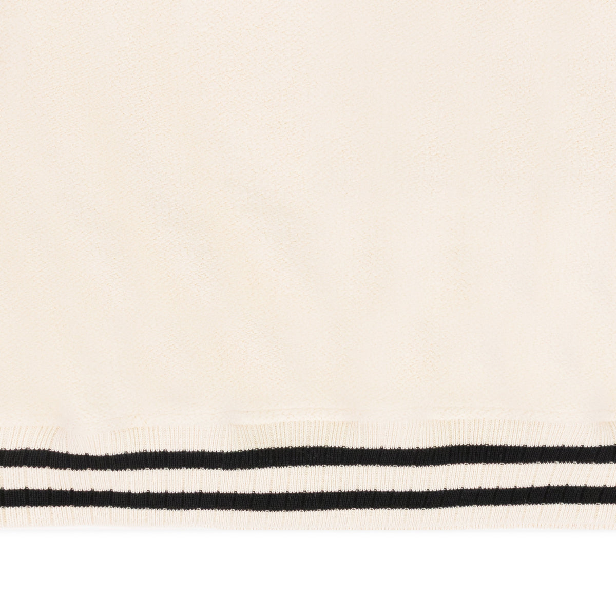 CREAM QUARTER ZIP VARSITY SWEATER