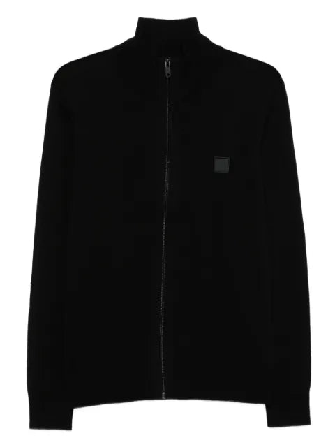 BOSS zip-fastening logo-patch cardigan