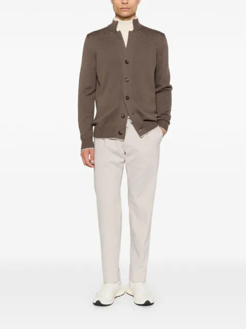 Eleventy ribbed-trim button-up cardigan