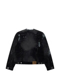 CamperLab distorted-print distressed denim jacket