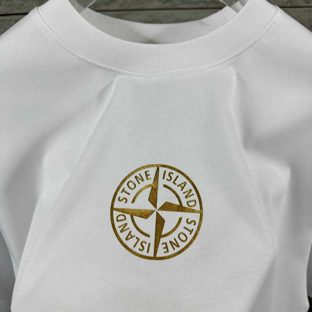 Stone Island Spring–Summer 2026 T-Shirt - Gold Foil Compass Badge at Centre Chest