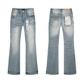 Purple Brand Light Blue Paint-Splatter Distressed Flared Jeans