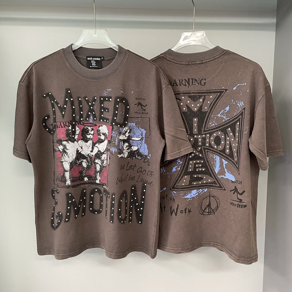 Mixed Emotion Warning Graphic Short-Sleeve T-Shirt