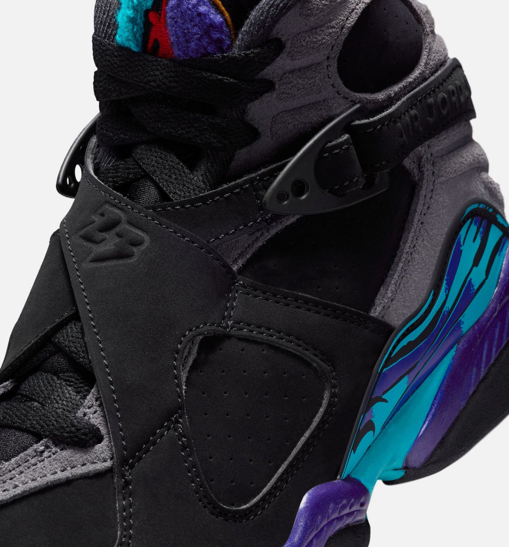 Air Jordan 8 Retro Aqua | Grade School Lifestyle Shoe | Black/Multi-Color/Bright Concord
