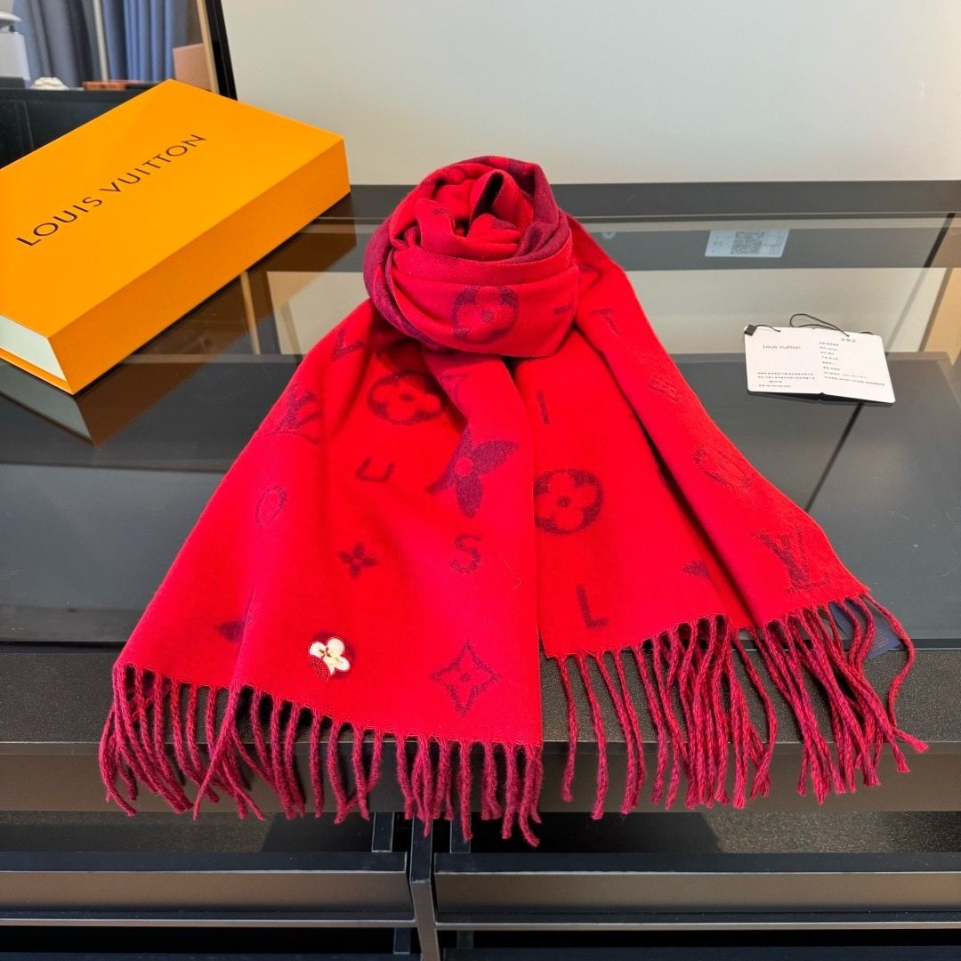 Louis Vuitton Reykjavik 2.0 Red Monogram Scarf