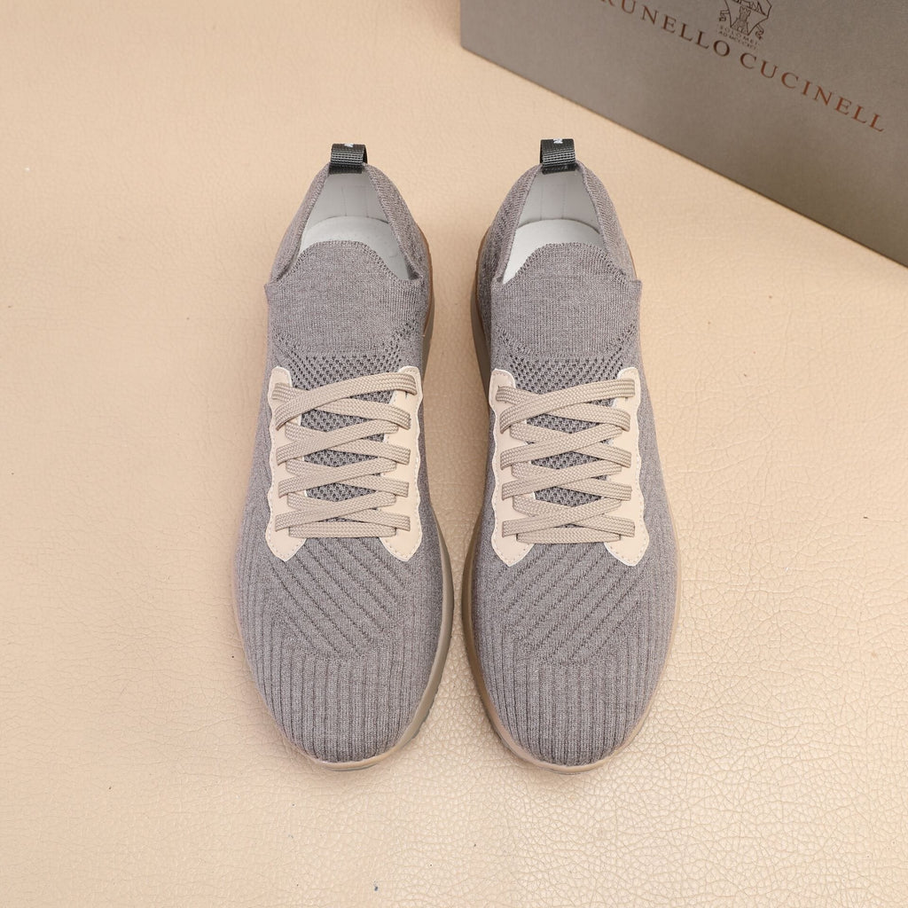 Brunello Cucinelli Gray Knit Sneakers