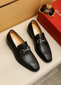 Ferragamo Black Leather Bit Loafers - Almond Toe