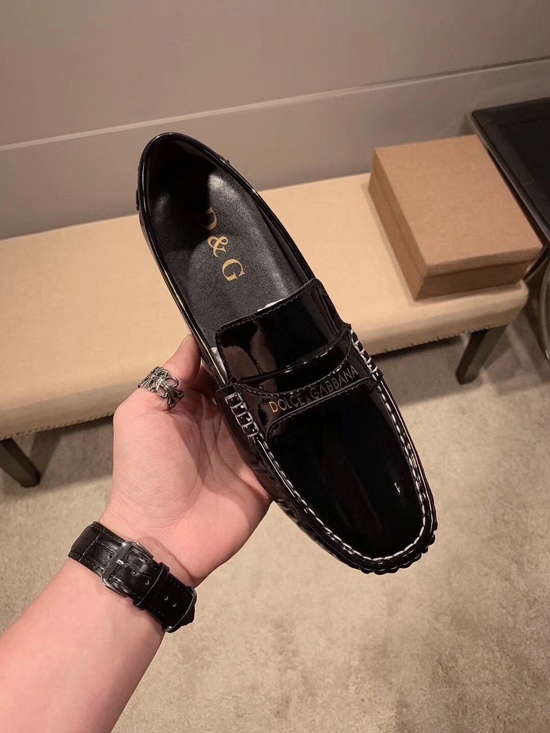 Dolce & Gabbana Men's Black Glossy Loafers