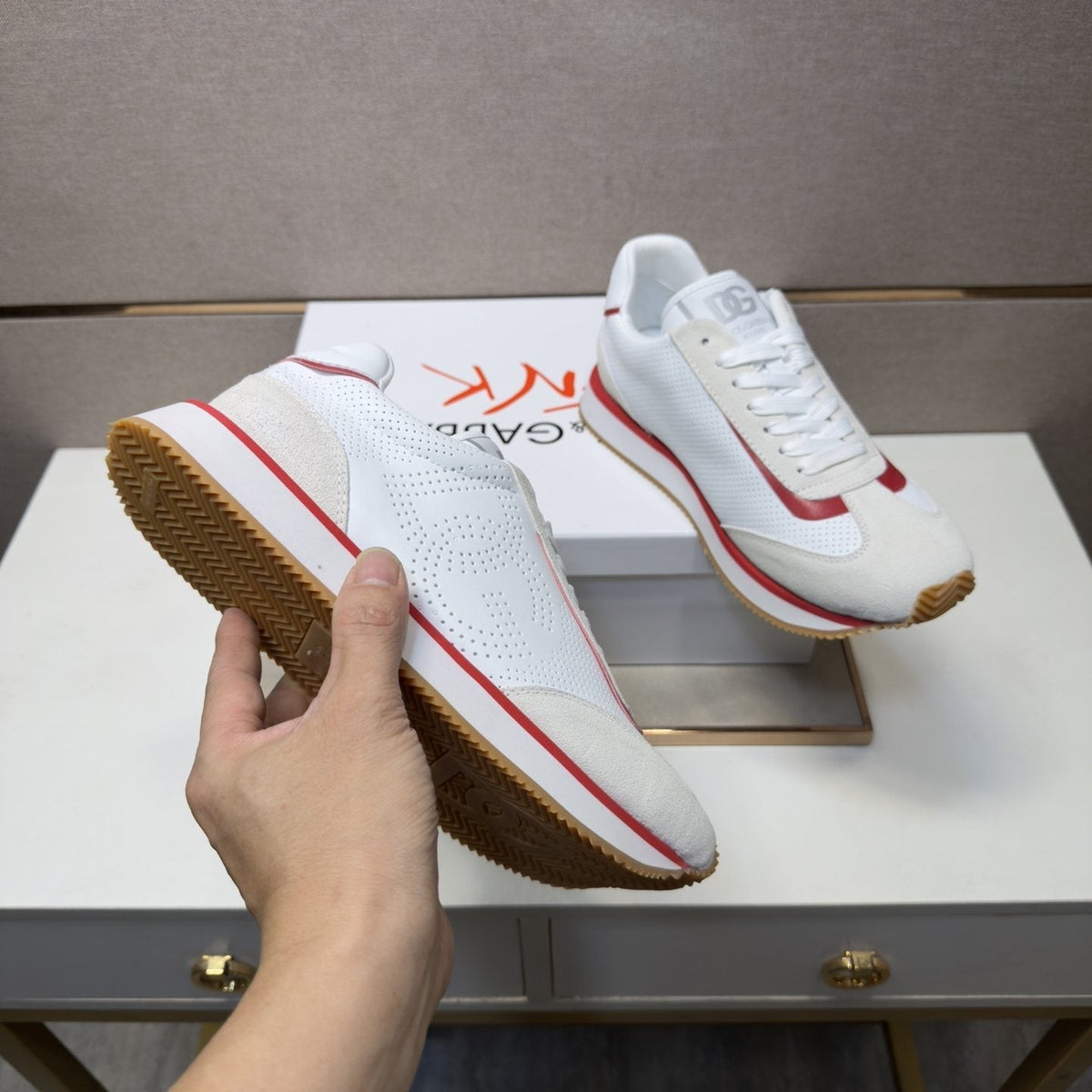 Dolce & Gabbana Men's White Red Gum Sneakers