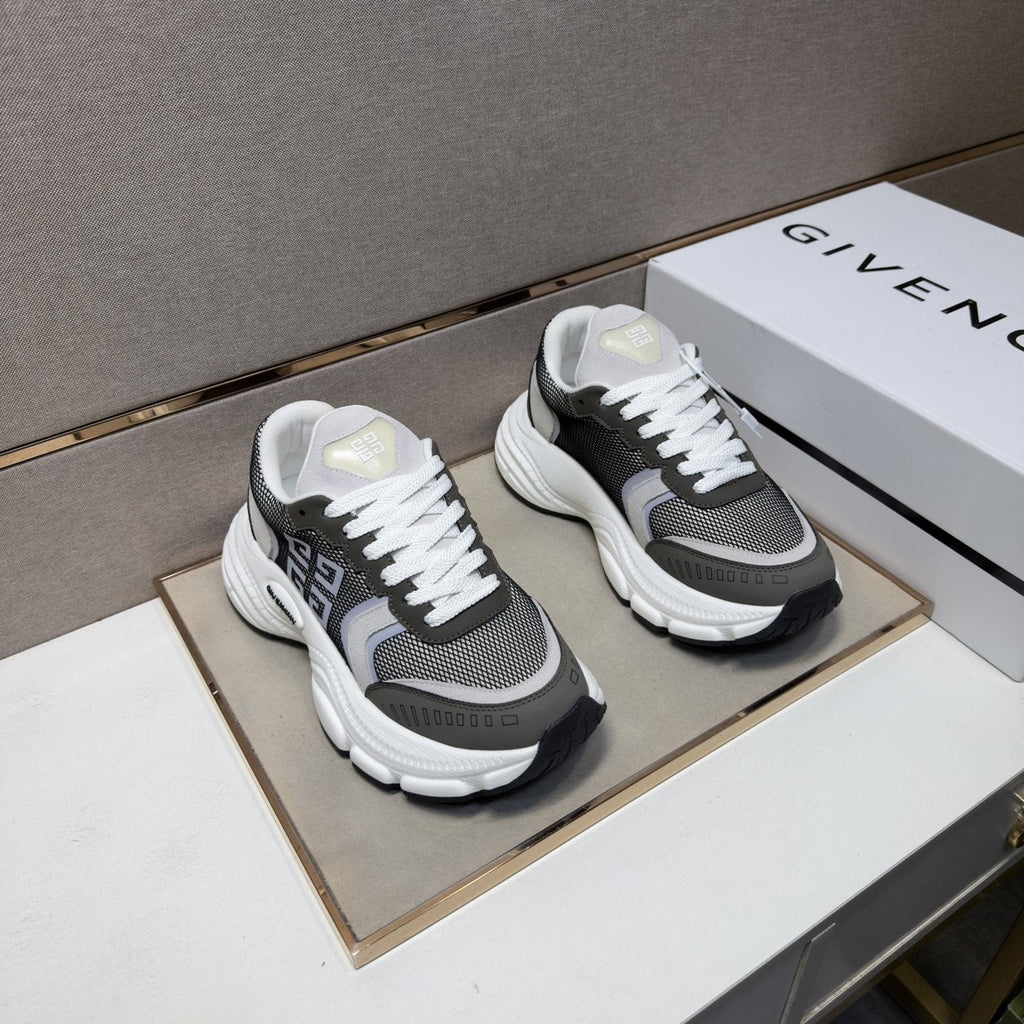 Givenchy Gray Mesh Panel Low-Top Sneakers