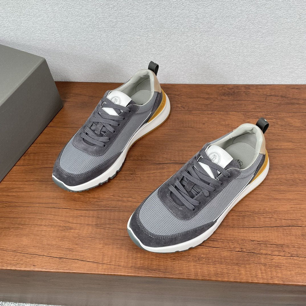 Brunello Cucinelli Men's Knit Panel Low-Top Sneakers
