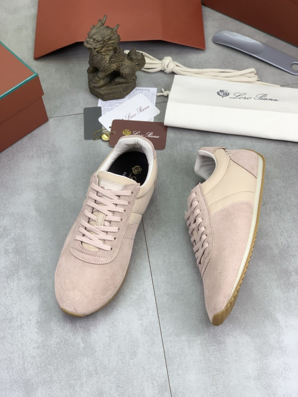 Loro Piana Contrast-Collar Low-Top Sneakers