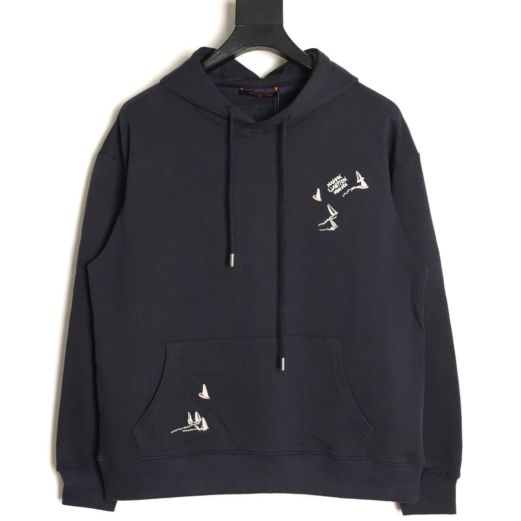 Louis Vuitton Scattered-Motif LV Back Graphic Hoodie - Dark Navy